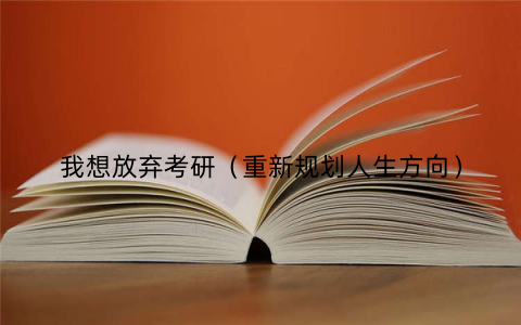 我想放弃考研(重新规划人生方向) 我想放弃考研(重新规划人生方向)